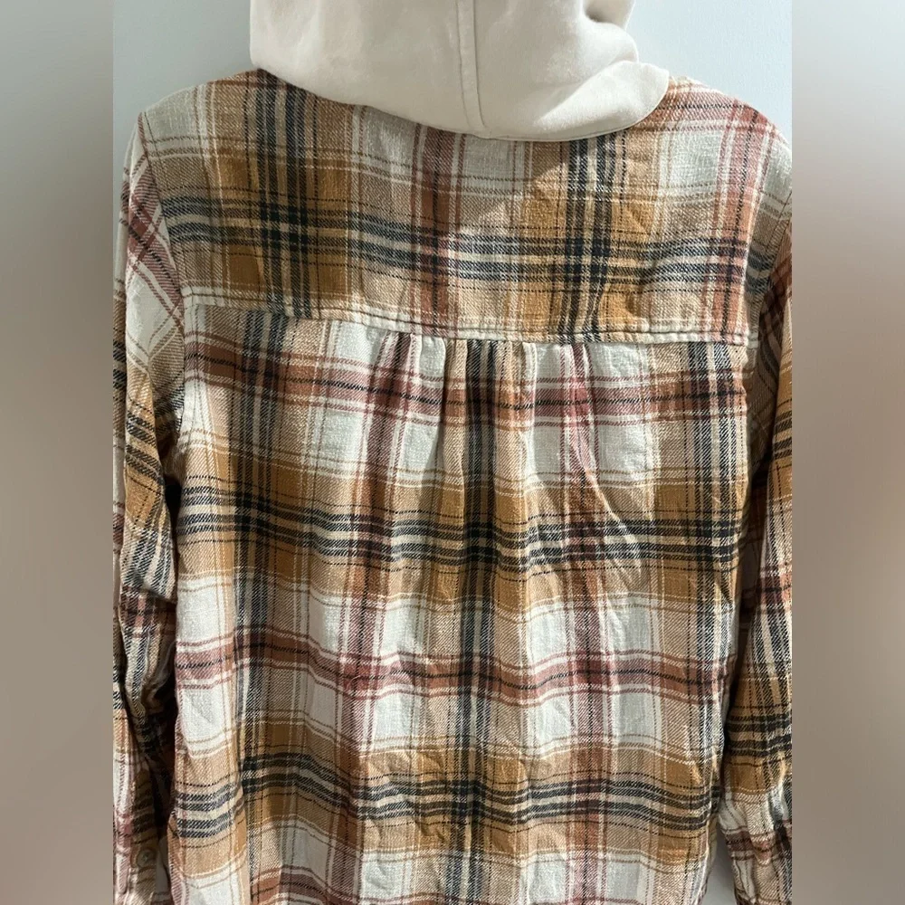American Eagle Outfitters Plaid Flannel Hooded Shirt, OVERSIZED, size small - Picture 8 of 12